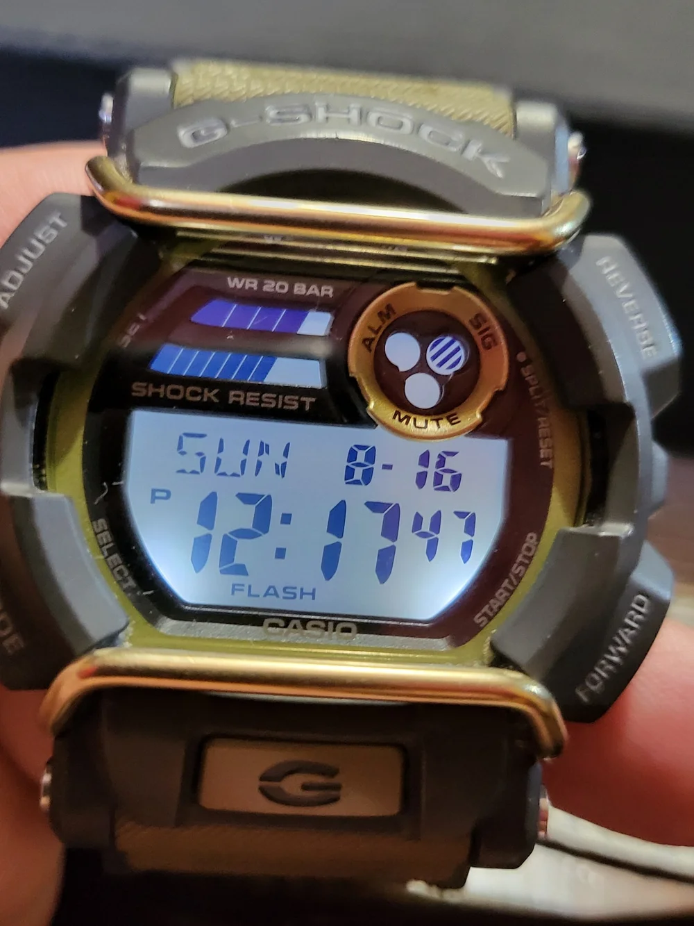 Casio G-Shock GD-400 Digital Sport Watch - Olive Green & Gold